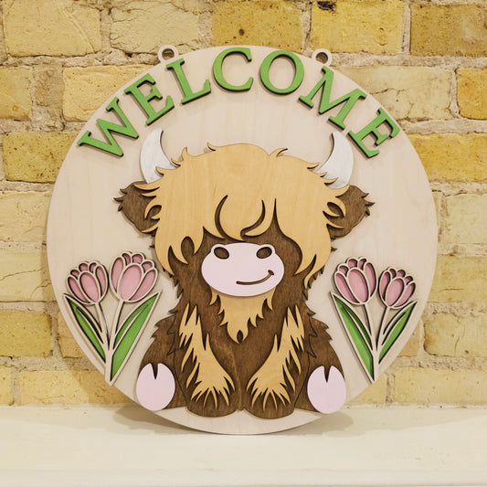 Welcome Spring Highland Cow